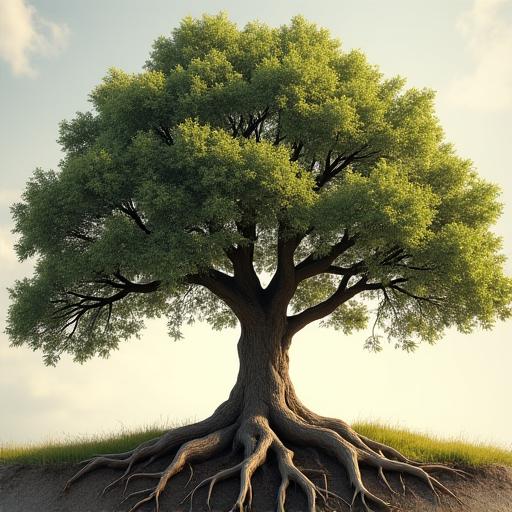 A mature oak tree symbolizing a family legacy.