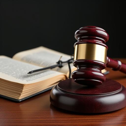 A classic gavel and law book.